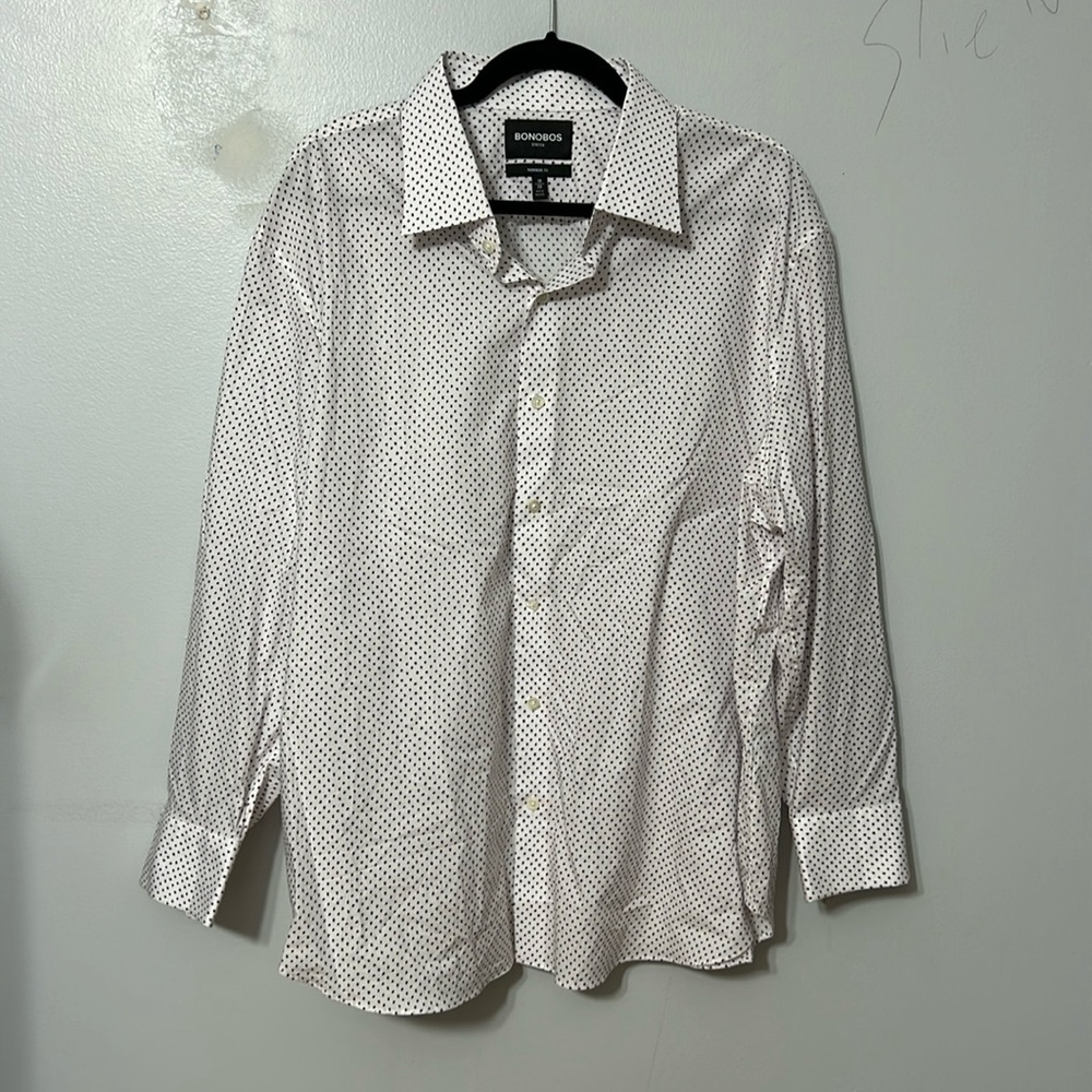 Bonobos  Mens Purple Polka Dot Stretch Prominent Fit Button Up Long Sleeve 19/33